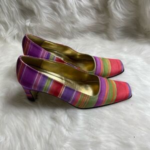 Coup D’etat Multi color 3” slip on fabric shoes square toe size11M